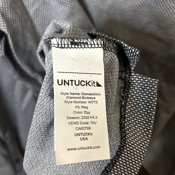 Untuckit Damaschino Diamond Birdseye Long Sleeve Polo, size XL. - Picture 5 of 6